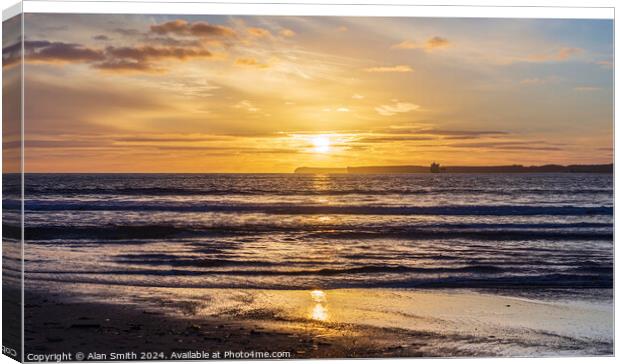 Manorbier Sunset  Canvas Print by Alan Smith