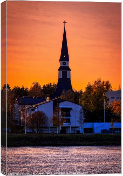 Rovaniemi Church Sunset1 Canvas Print by Justo II Gayad