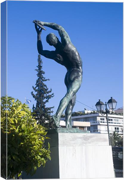 Statue of Discus Thrower Canvas Print by PhotoStock Israel