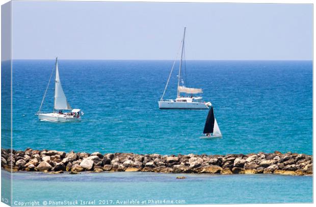 yacht sailing in the Mediterranean sea Canvas Print by PhotoStock Israel