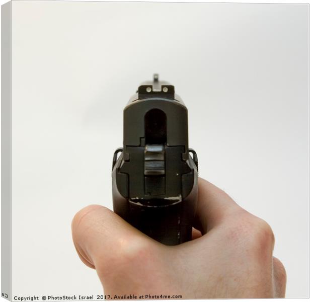 9mm hand gun Canvas Print by PhotoStock Israel