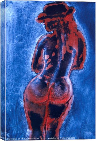 painting of a nude woman with blue background  Canvas Print by PhotoStock Israel