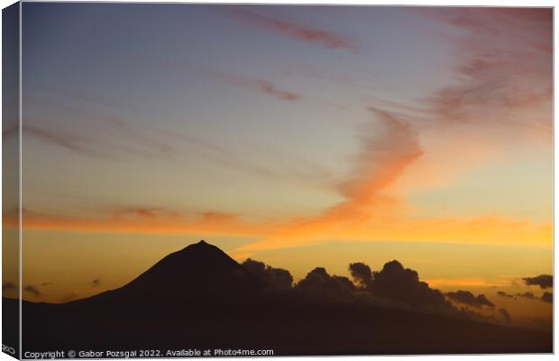 Sunset over Pico Island, Azores Canvas Print by Gabor Pozsgai