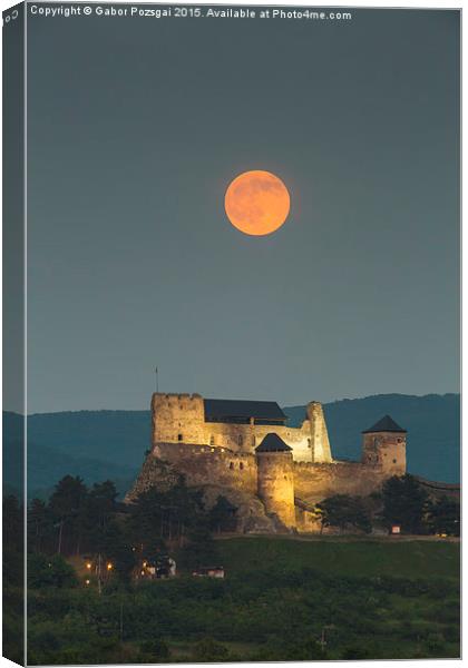 The castle of Boldogko at full moon Canvas Print by Gabor Pozsgai