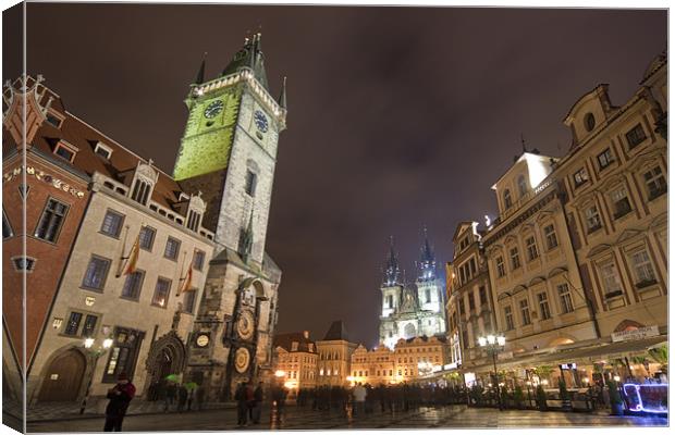 The  Old Town Square in Prague Canvas Print by Gabor Pozsgai