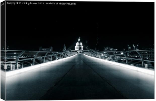 London St Paul's Cathedral over Millennium Bridge Canvas Print by mick gibbons