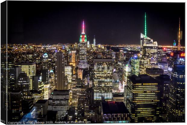 New York Empire State Building Night Life Canvas Print by mick gibbons