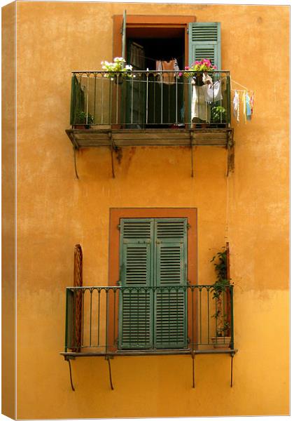 Vieux Nice balcony Canvas Print by joseph finlow canvas and prints