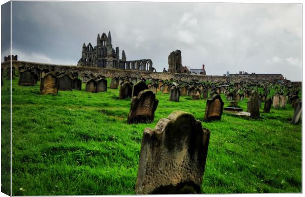 Whitby Graveyard Canvas Print by Sarah Couzens