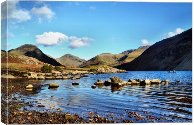 Canoeing on Wastwater  Canvas Print by Sarah Couzens