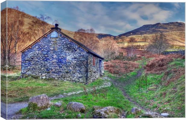 Bark House Mountain Hut Canvas Print by Sarah Couzens