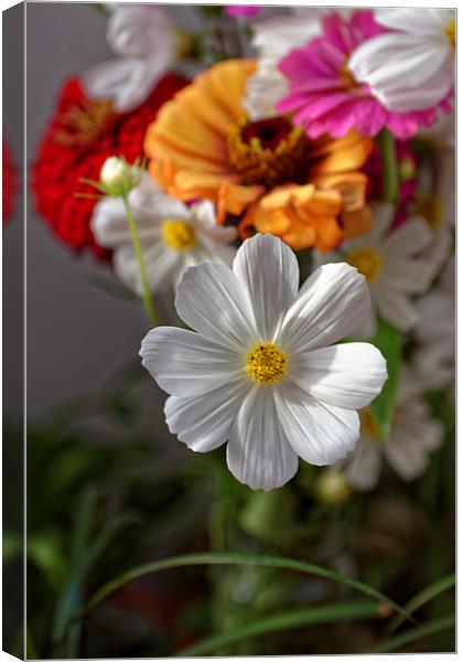 Margaret in front of the field flowers bouquet Canvas Print by Adrian Bud