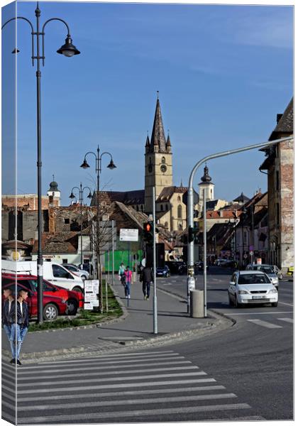 Old Town Sibiu Romania View from Cibin Bridge Canvas Print by Adrian Bud