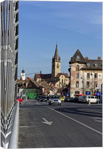 Old Town Sibiu Romania View from Cibin Bridge Too Canvas Print by Adrian Bud