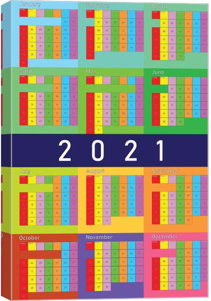 2021 calendar planer organizer colorful PASTEL Canvas Print by Adrian Bud