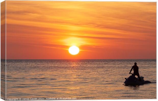 Sun And Jet Ski Canvas Print by James Lavott