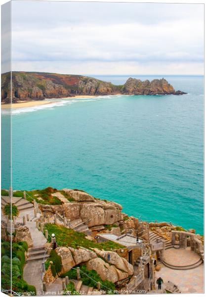 Porthcurno Beach From Minack Canvas Print by James Lavott