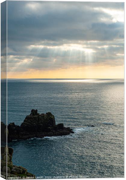 Wolf Rock Lighthouse Under Sun Rays Canvas Print by James Lavott