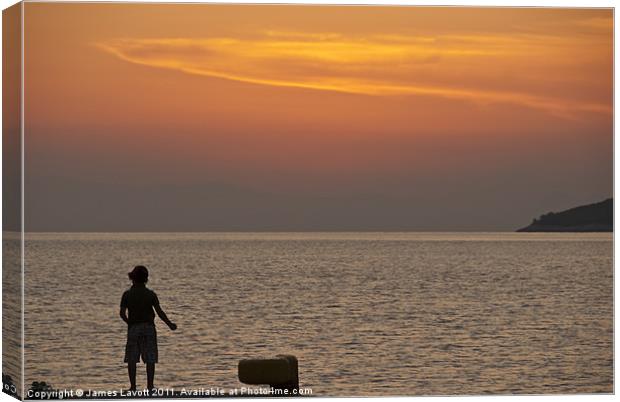 Agnostas Boy Fishing 1 Canvas Print by James Lavott