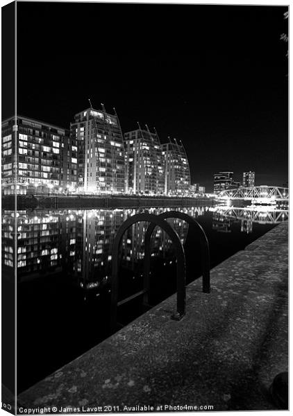 The Lights Of Salford Quays Canvas Print by James Lavott