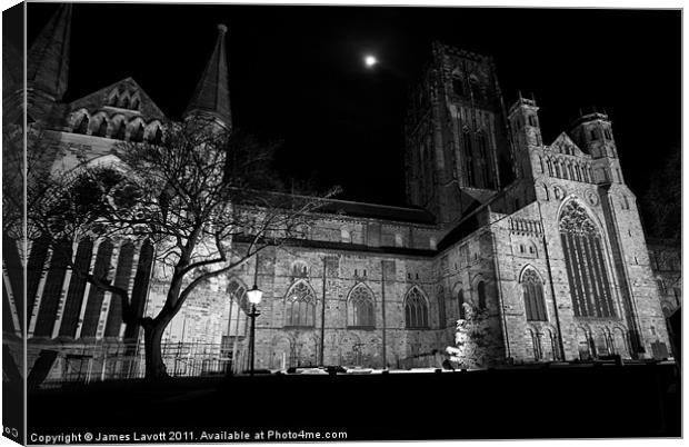 Moonshine Over Durham Cathedral Canvas Print by James Lavott