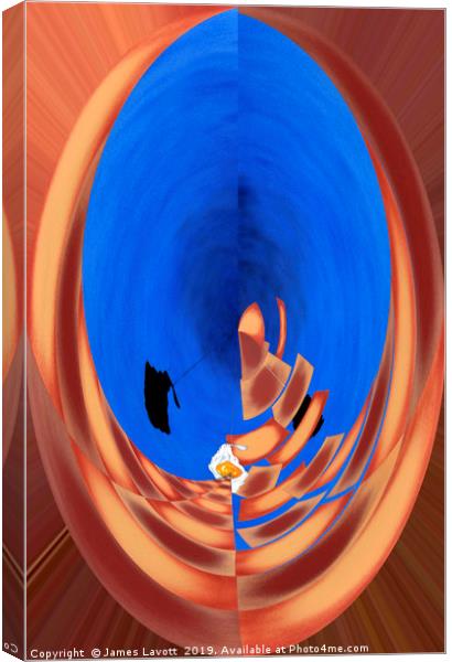 Digital Disrupted Egg Path On Blue Canvas Print by James Lavott