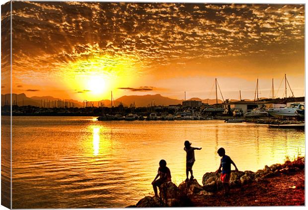 Alcudia Sunset Canvas Print by Fee Easton