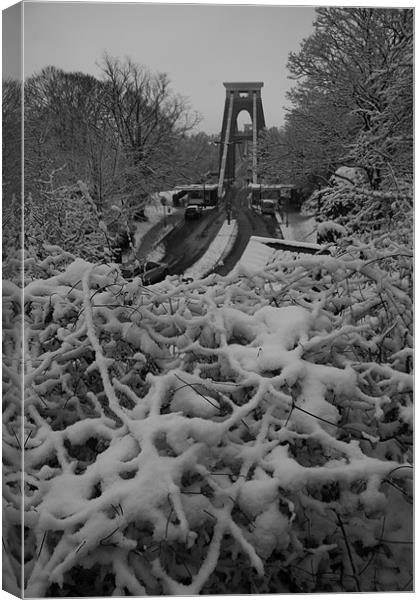Clifton suspension  bridge in the snow Bristol Canvas Print by mark blower