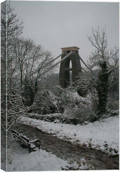 clifton suspension bridge in snow Canvas Print by mark blower
