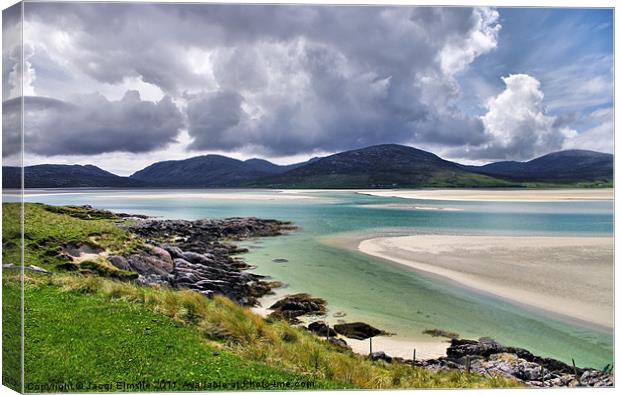 Stormclouds Gathering Over Luskentyre Canvas Print by Jacqi Elmslie