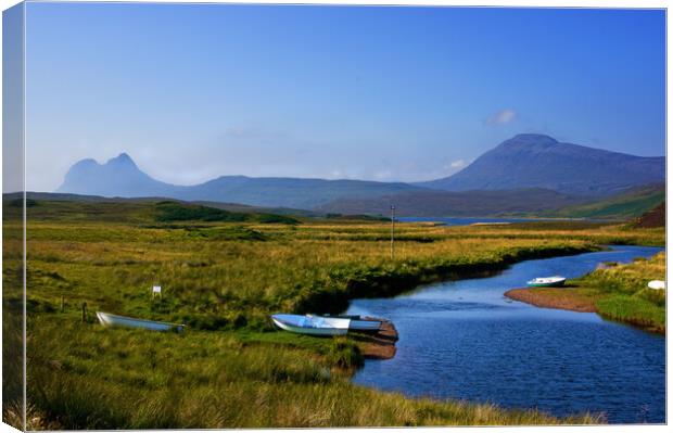 Suilven and Canisp from Elphin Canvas Print by Jacqi Elmslie