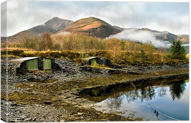 Boat Huts by Loch Leven Canvas Print by Jacqi Elmslie