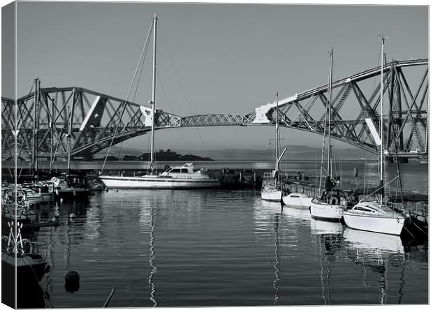 Forth Railbridge and Harbour Boats Canvas Print by Jacqi Elmslie