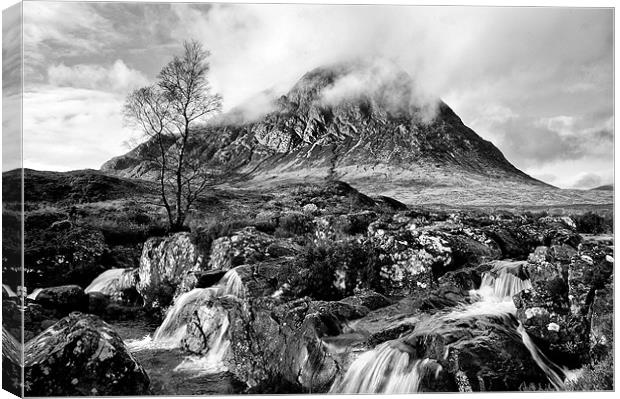 Buachaille Etive Mor black and white Canvas Print by Jacqi Elmslie