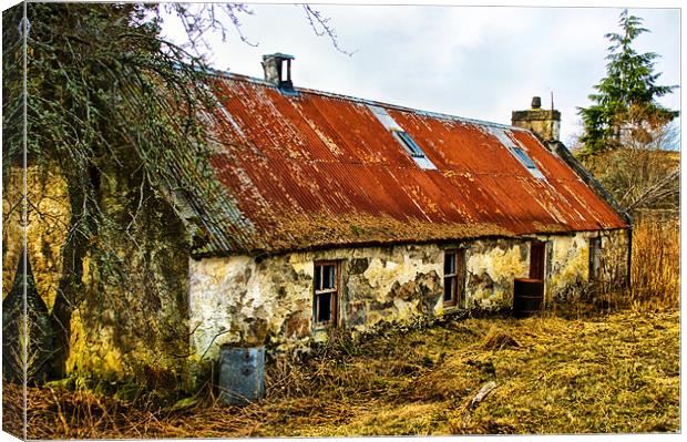 Deserted Highland Croft with red roof Canvas Print by Jacqi Elmslie