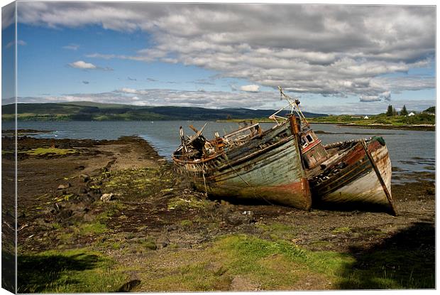 Old Boats Salen, Isle of Mull Canvas Print by Jacqi Elmslie
