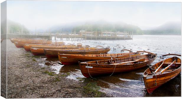 Misty Derwentwater Canvas Print by Jacqi Elmslie