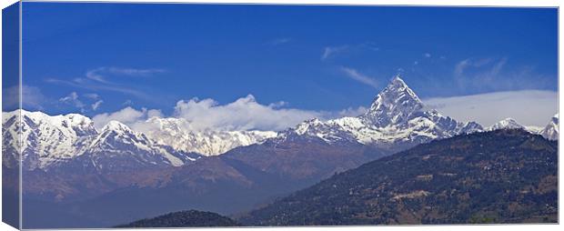 Annapurna South and Machupuchare Canvas Print by Jacqi Elmslie