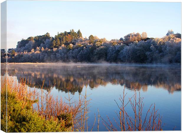 Steaming Water Loch Dochfour Canvas Print by Jacqi Elmslie