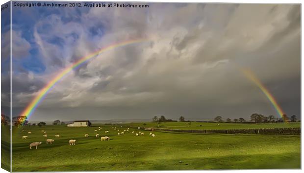 Rainbow Over Staindrop Canvas Print by Jim kernan