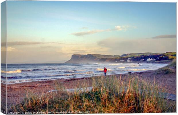 Wintry walk at Ballycastle Canvas Print by David McFarland