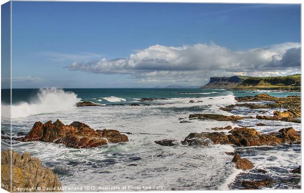 Surf at Ballycastle Canvas Print by David McFarland