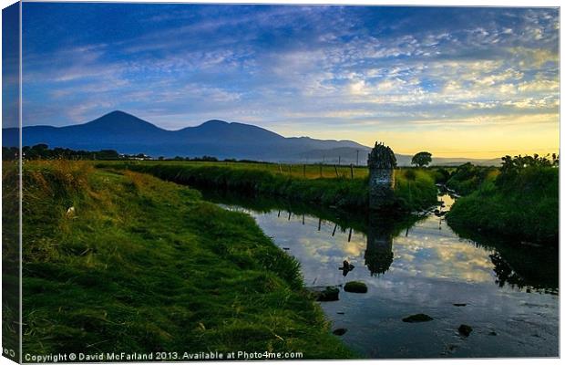Stunning Sunset View of the Mourne Mountains from  Canvas Print by David McFarland
