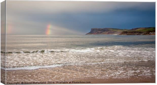 Fair Head Rainbow, Ballycastle Canvas Print by David McFarland