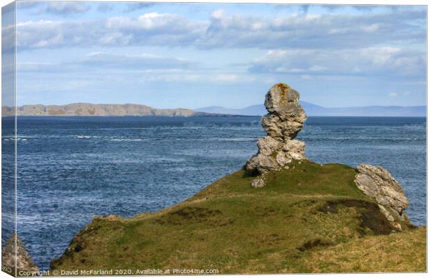 Kinbane Head rock stack, Northern Ireland Canvas Print by David McFarland