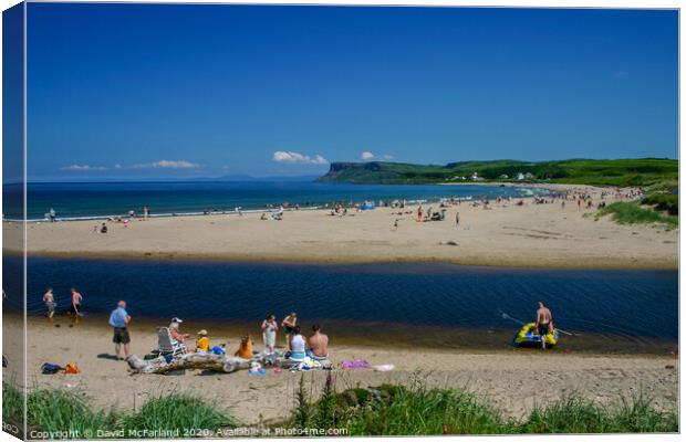 Bathing on the Margy River at Ballycastle, Norther Canvas Print by David McFarland
