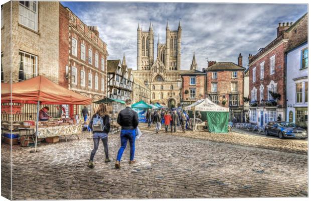 Lincoln Market and Cathedral Canvas Print by Martin Parkinson