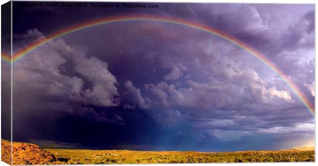 Rainbow over the Desert Storm Canvas Print by Heath Birrer