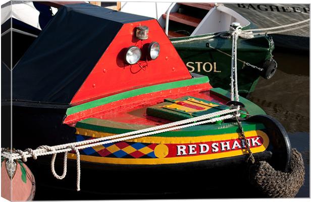 The Redshank Narrow Boat Canvas Print by Brian Roscorla