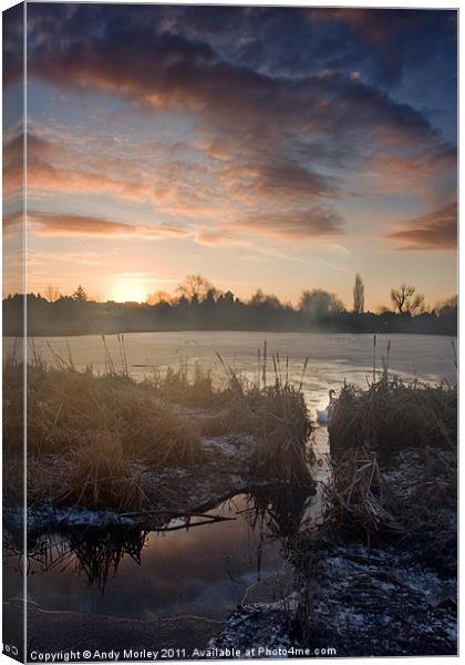 Bedworth Sloughs Sunrise Canvas Print by Andy Morley